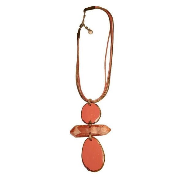 Fashion Jewelry Womens Pink Tan Nylon 18 Inch Pendant Necklace - Picture 7 of 9